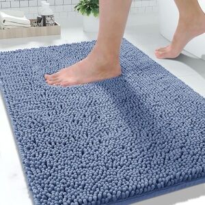 Washable Bathroom Rugs, Super Soft & Absorbent Chenille Bath Mat (24" x 17")